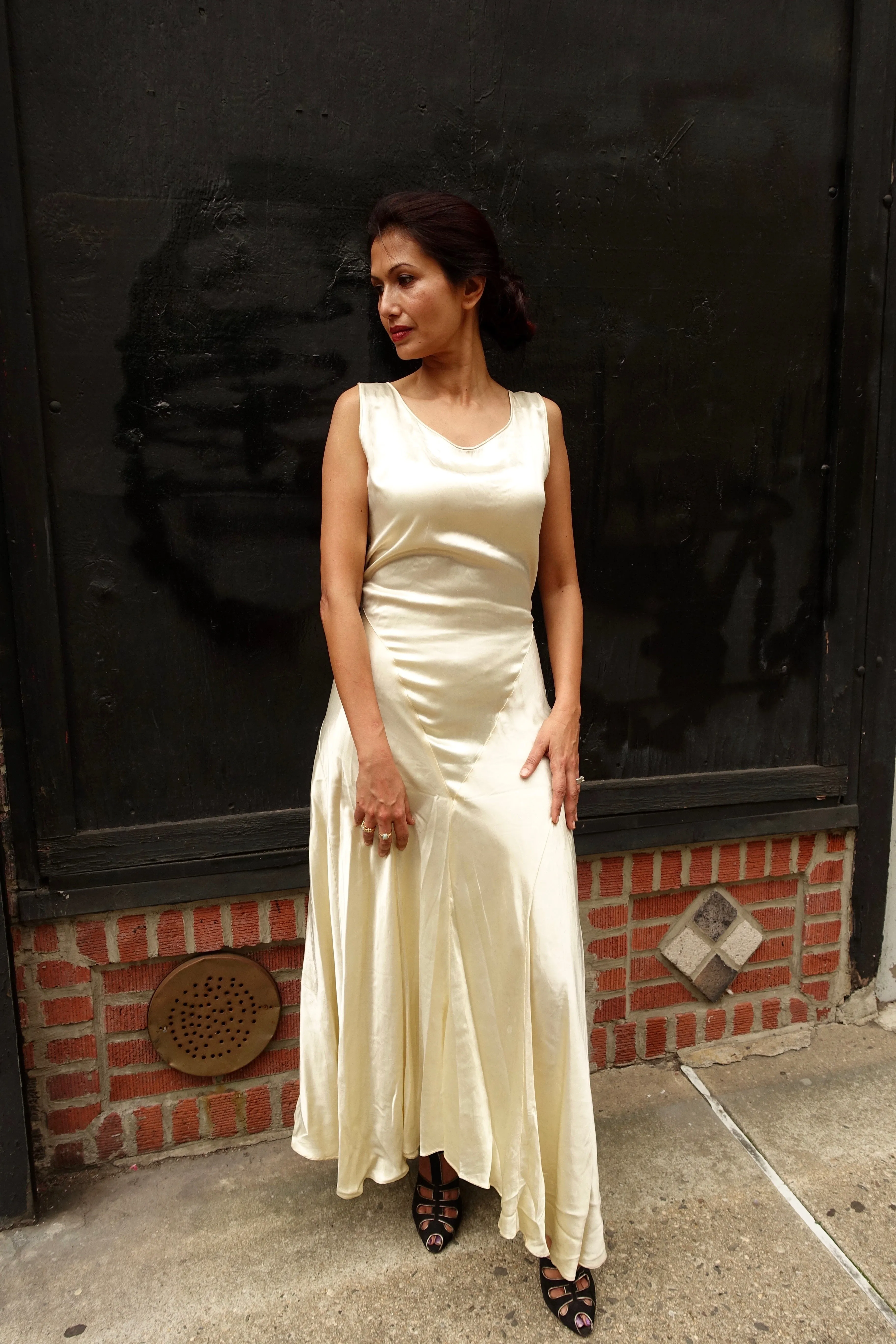 1930's White Satin Bow Dress - SOLD
