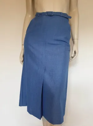 1970s Blue Skirt With Inverted Pleat by Aywon - S