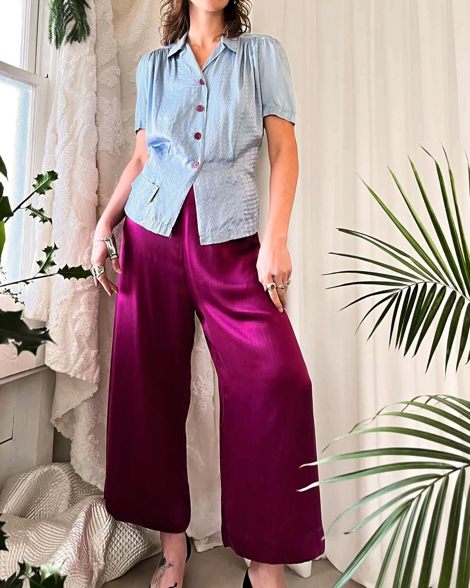 40s 4pc Satin Lounge Set | L