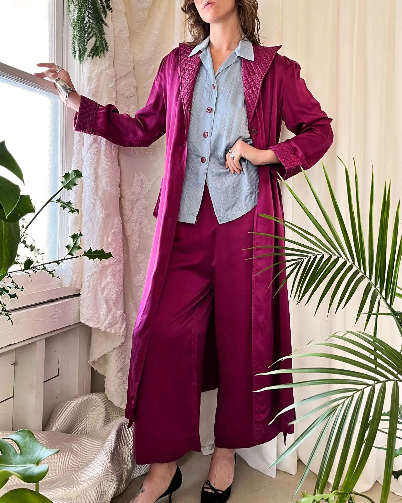 40s 4pc Satin Lounge Set | L
