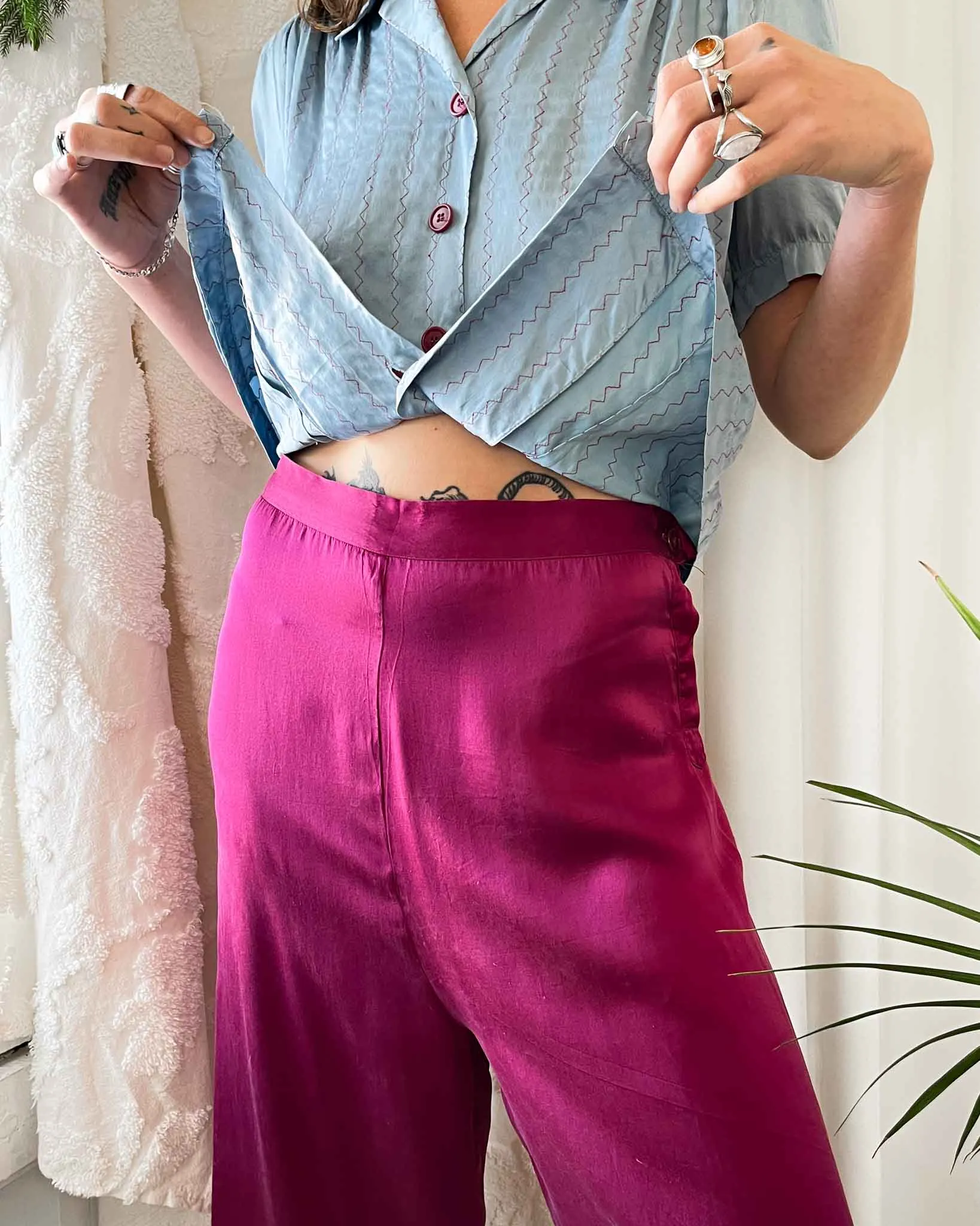 40s 4pc Satin Lounge Set | L