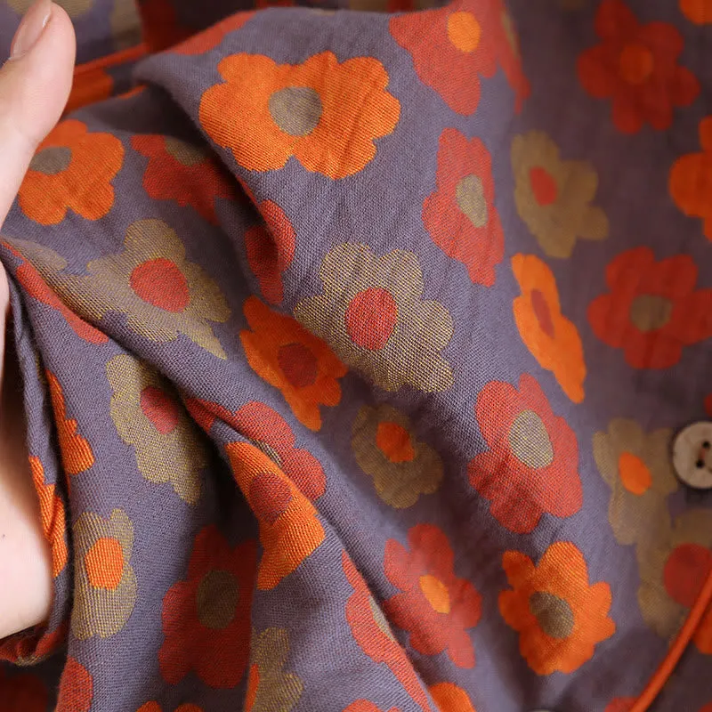 Anni Flower Pattern Cotton Loungewear & Nightdress - Retro Elegance
