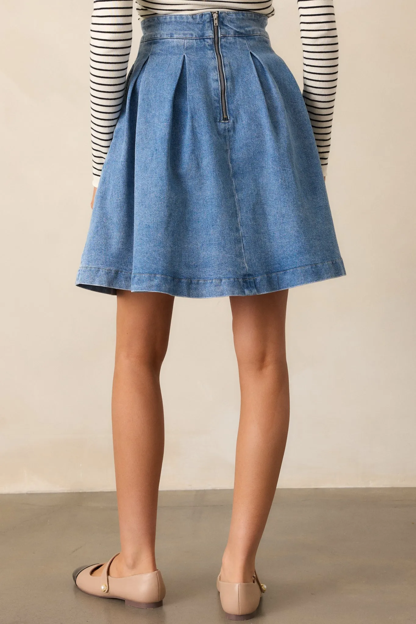 Aurora Grace Light Wash Mini Denim Skirt