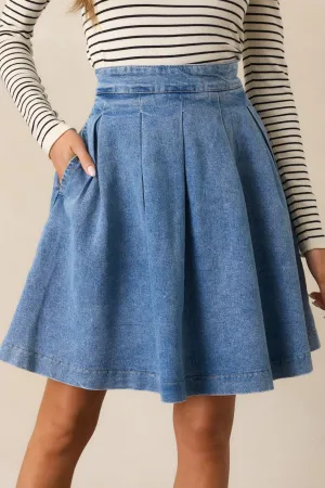 Aurora Grace Light Wash Mini Denim Skirt