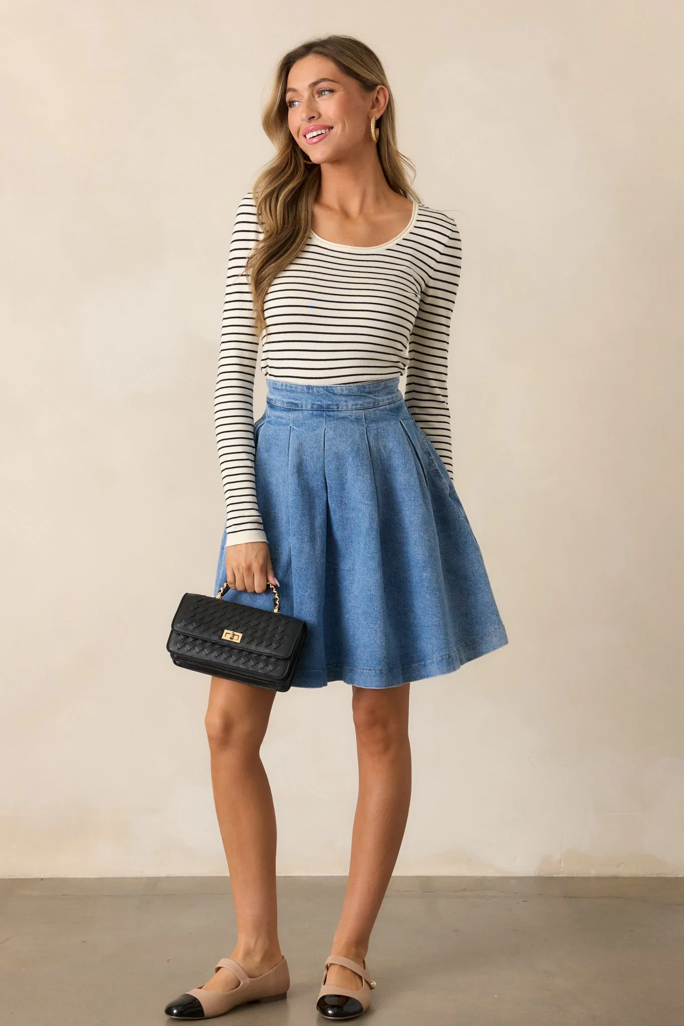 Aurora Grace Light Wash Mini Denim Skirt
