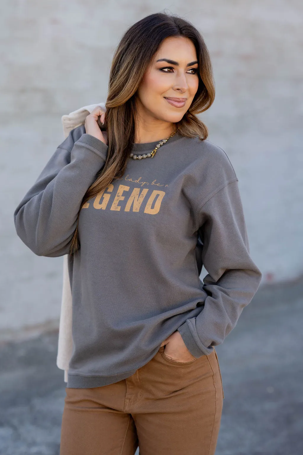 Be A Legend Ribbed Graphic Crewneck