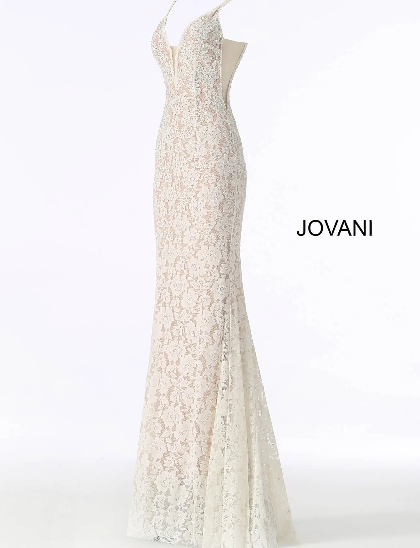 Beaded Lace Fitted Sleeveless Gown by Jovani 48994