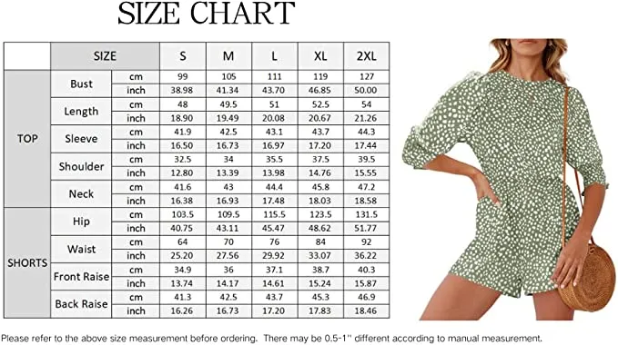 Black Women's Crew Neck Beach Rompers Half Sleeve Elastic Wasit Dots Keyhole Summer Jumpsuit - DOBULO