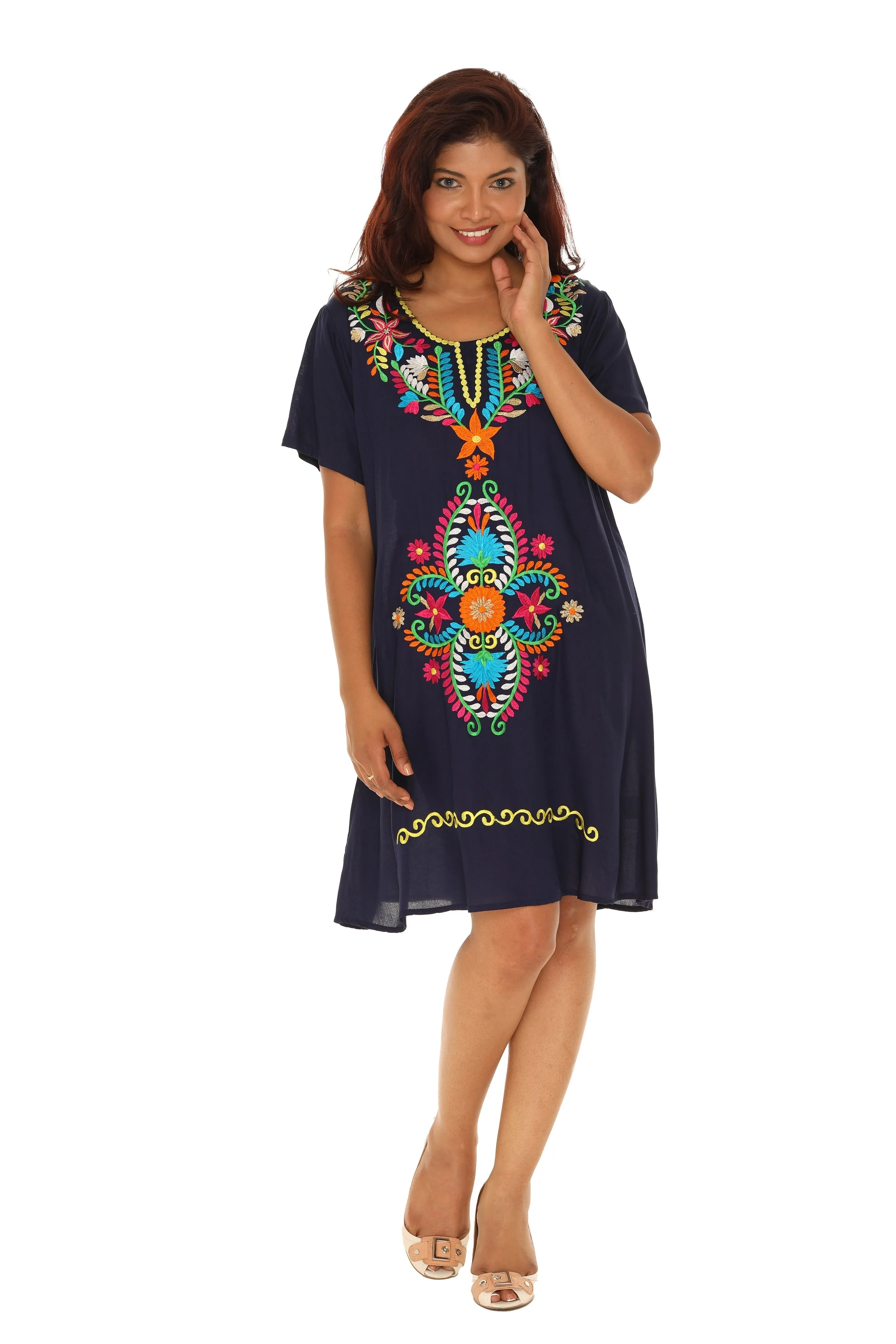Blue embroidery cotton dress
