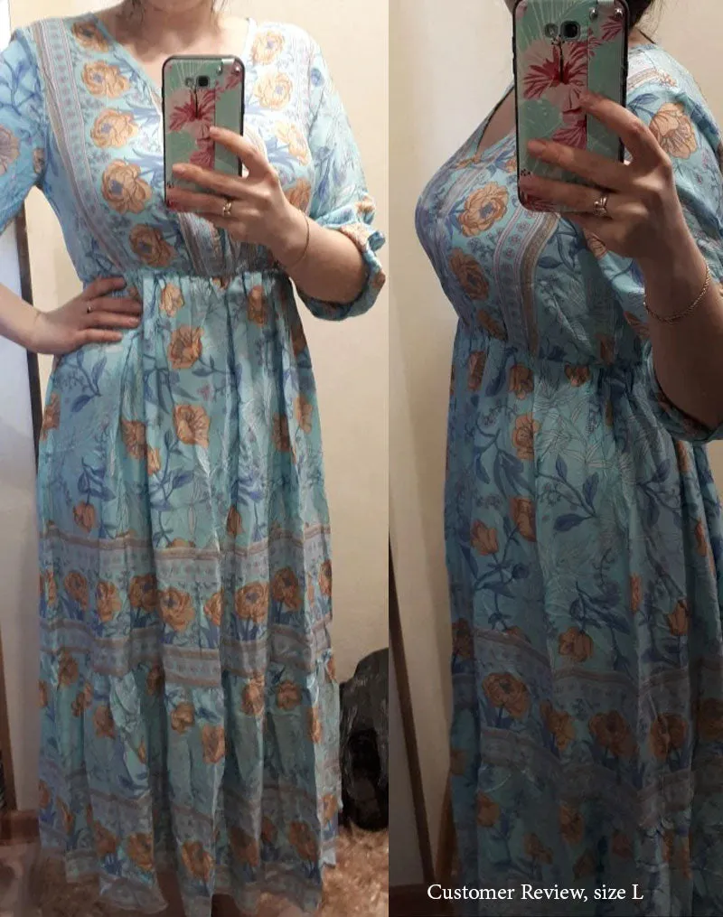Boho Maxi Dress, Sundress, Lily-Rose in Blue