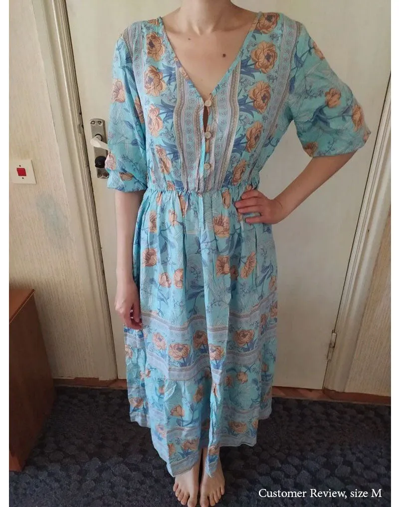 Boho Maxi Dress, Sundress, Lily-Rose in Blue