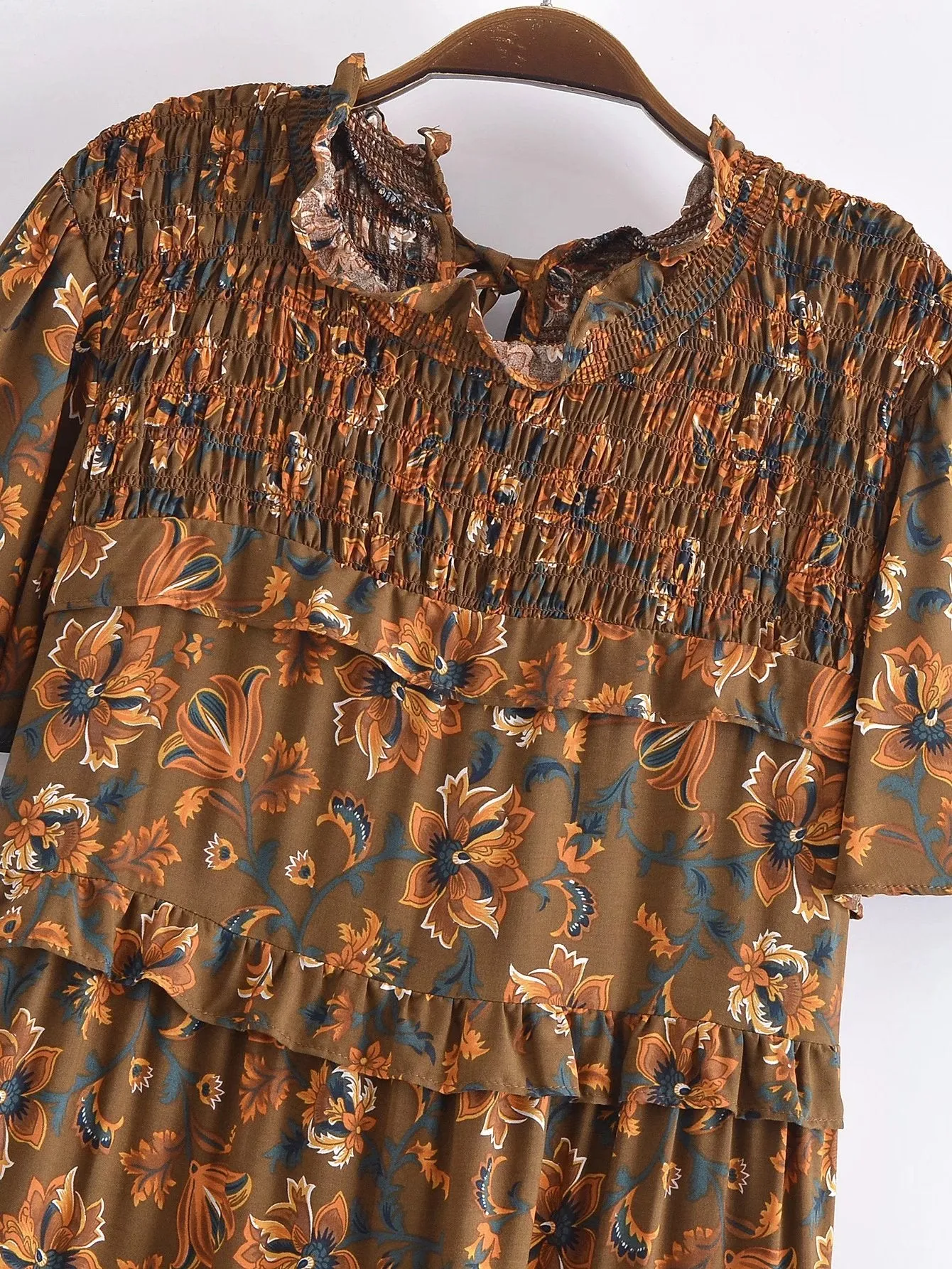 Boho Midi Dress, Smock Sundress, Bartley