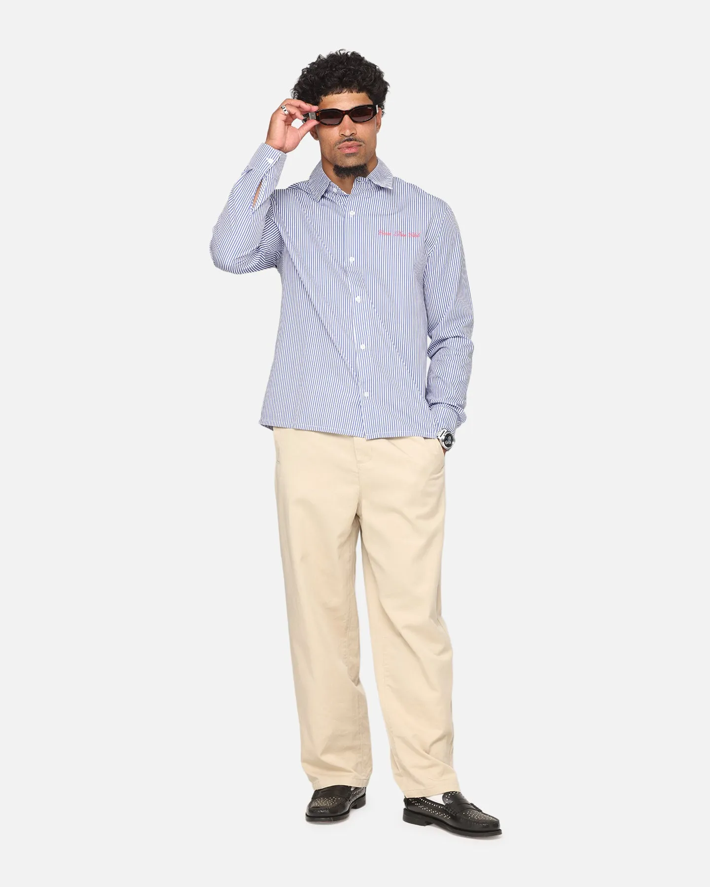 Carre Dice Club Long Sleeve Button Up Shirt Pinstripe