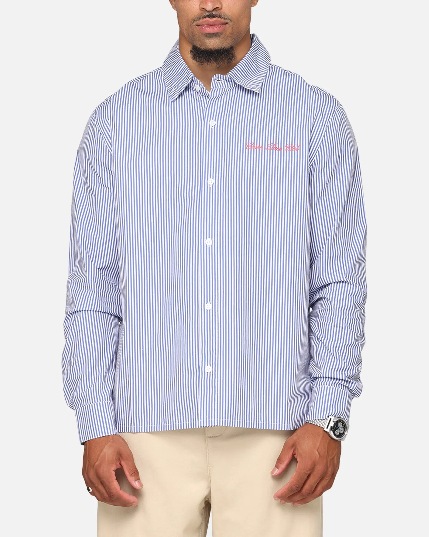 Carre Dice Club Long Sleeve Button Up Shirt Pinstripe