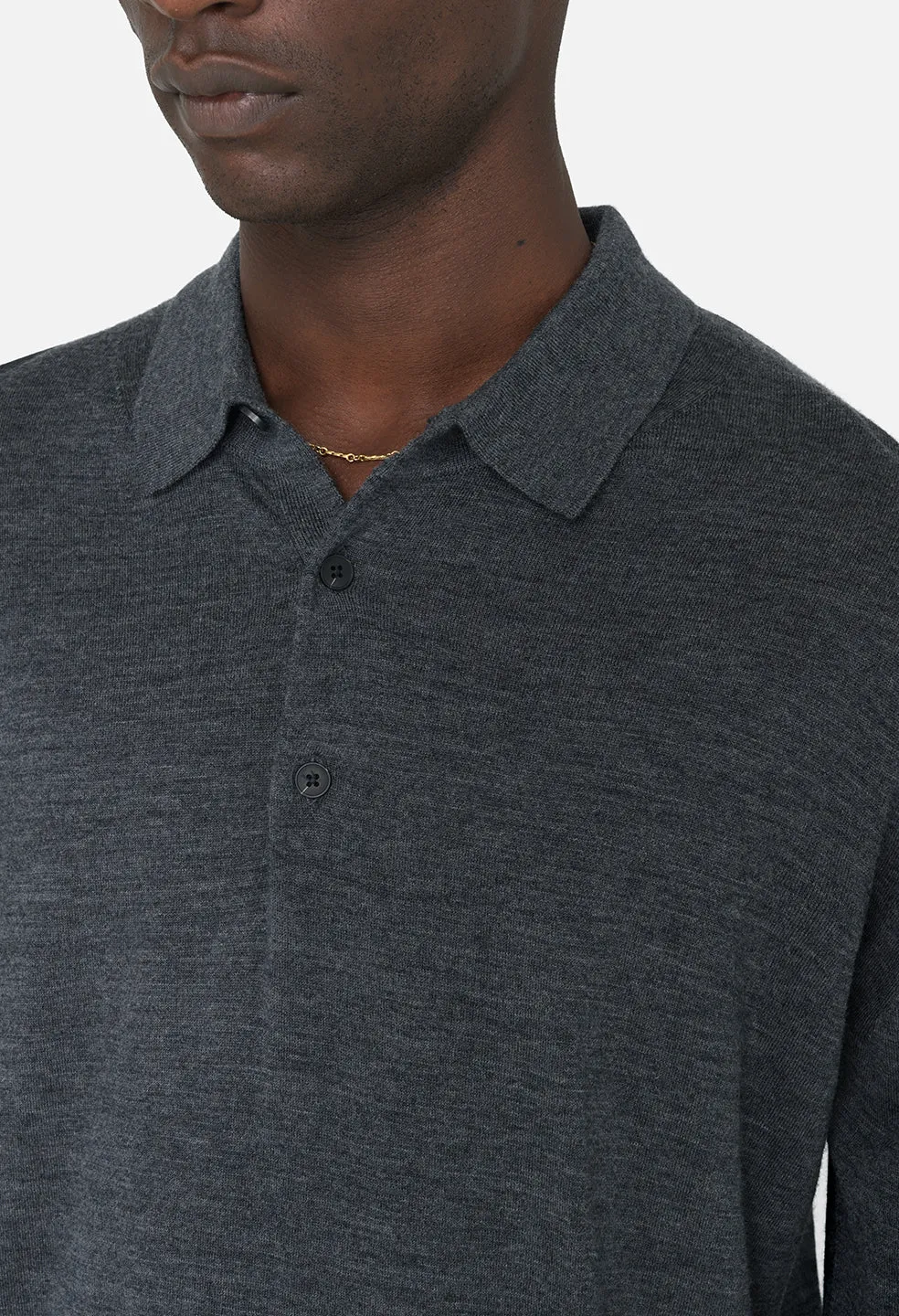 Cashmere Wool Blend Polo / Charcoal