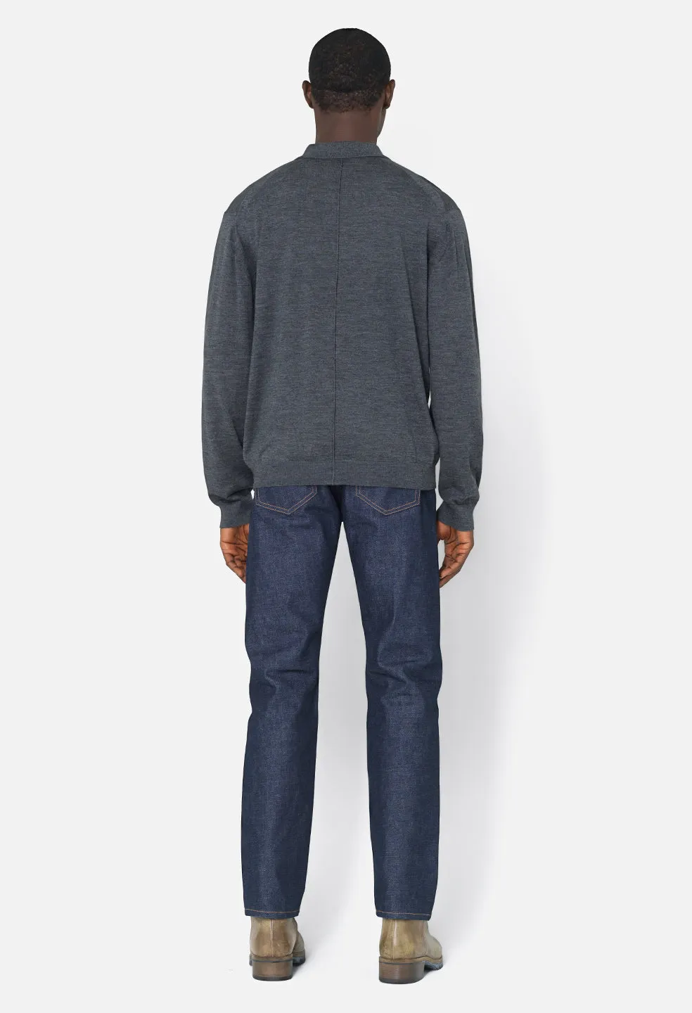 Cashmere Wool Blend Polo / Charcoal