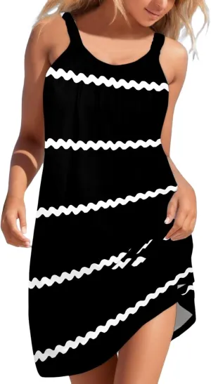 Casual Dresses for Women 2024 Maxi Casual Beach Dress Sleeveless Printed Casual Skirt Seaside Green Floral Dress