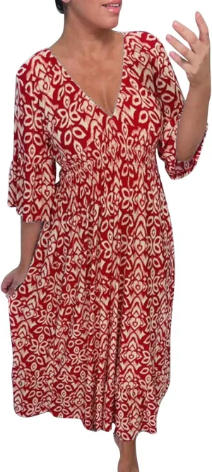 Casual Summer Dresses for Women 2025,Women's Print V-Neck Long Dress Plus Size Fashion Floral Printed Midi Boho Dress