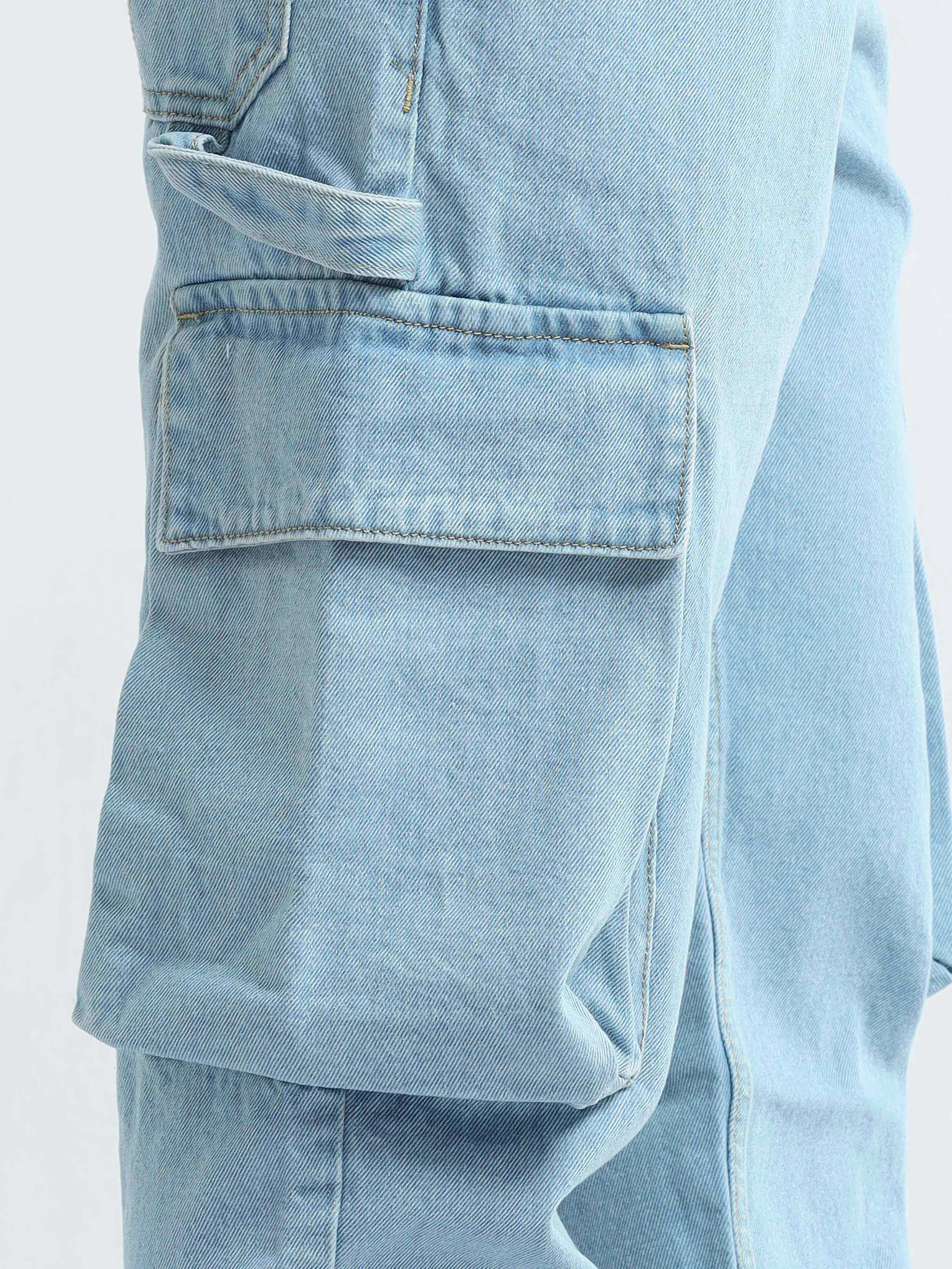 Classic Relaxed Light Blue Denim Cargo