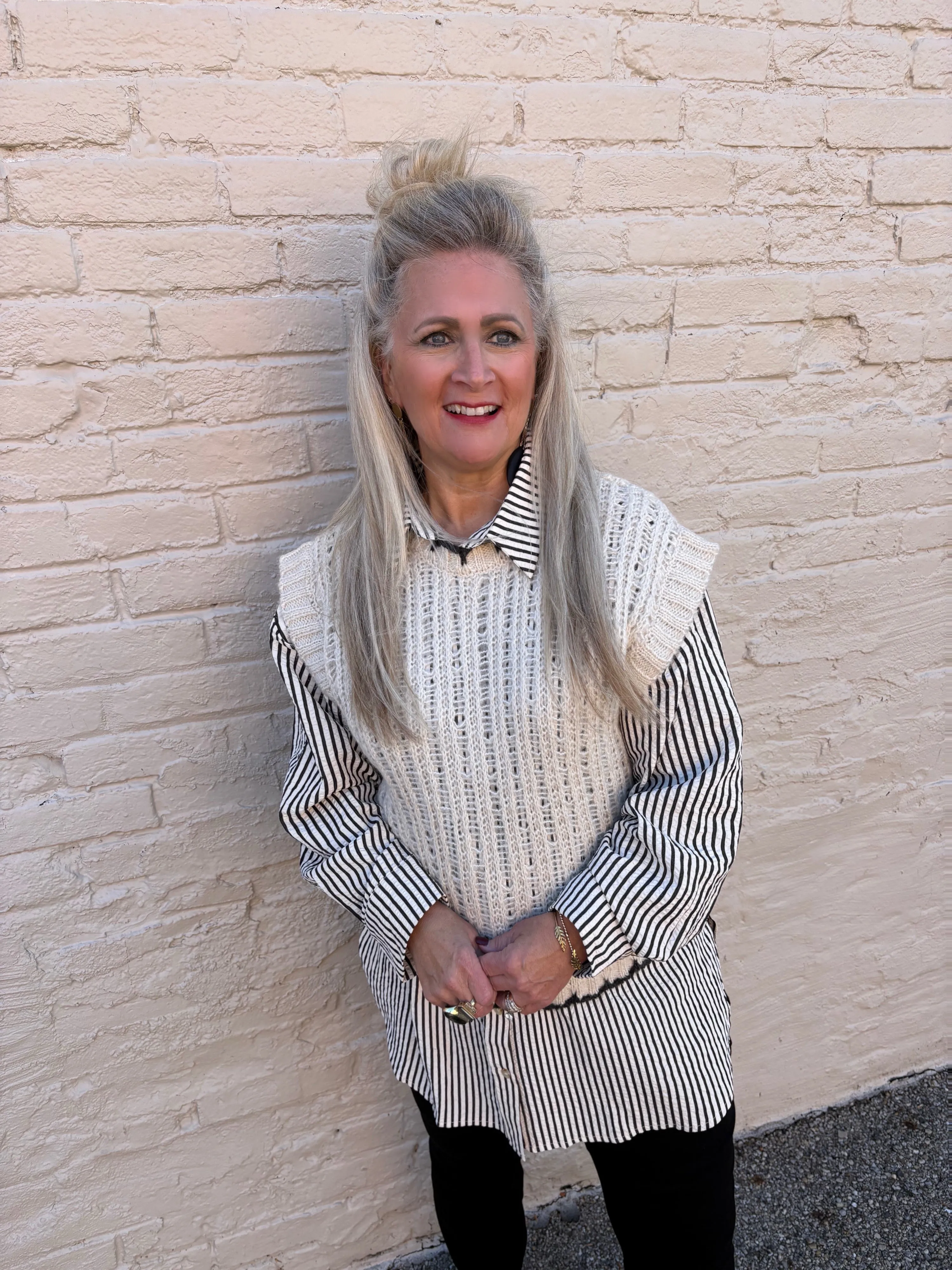 Coffee Shop Cutie Striped Button Up