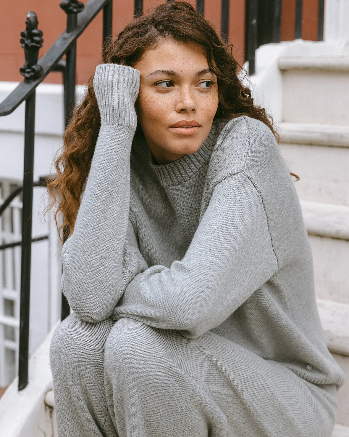 Cotton Cashmere Blend Knitted Sweatshirt