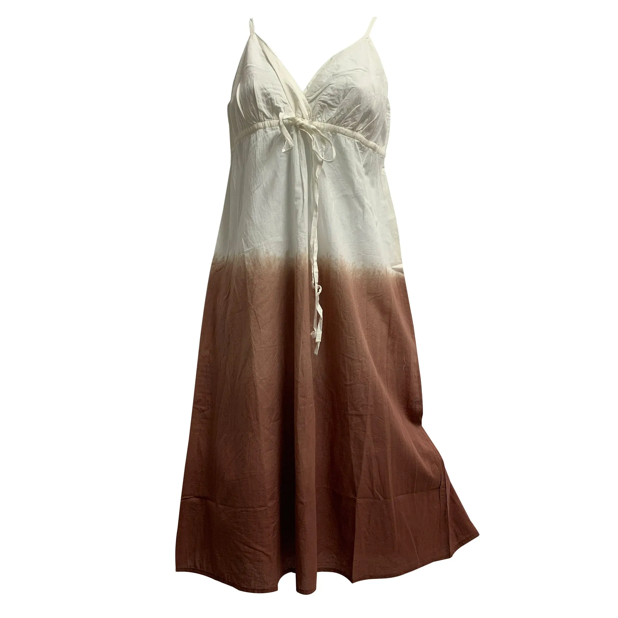 Cotton Spaghetti Strap White Ombre Tie Dye Summer Sundress