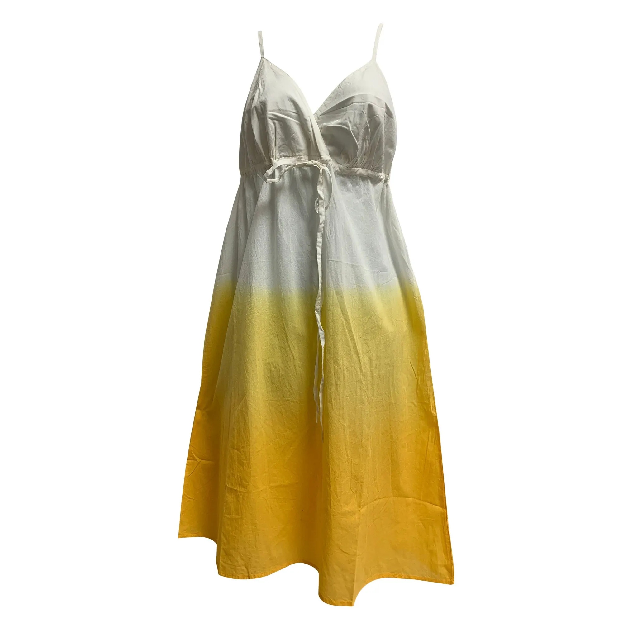 Cotton Spaghetti Strap White Ombre Tie Dye Summer Sundress