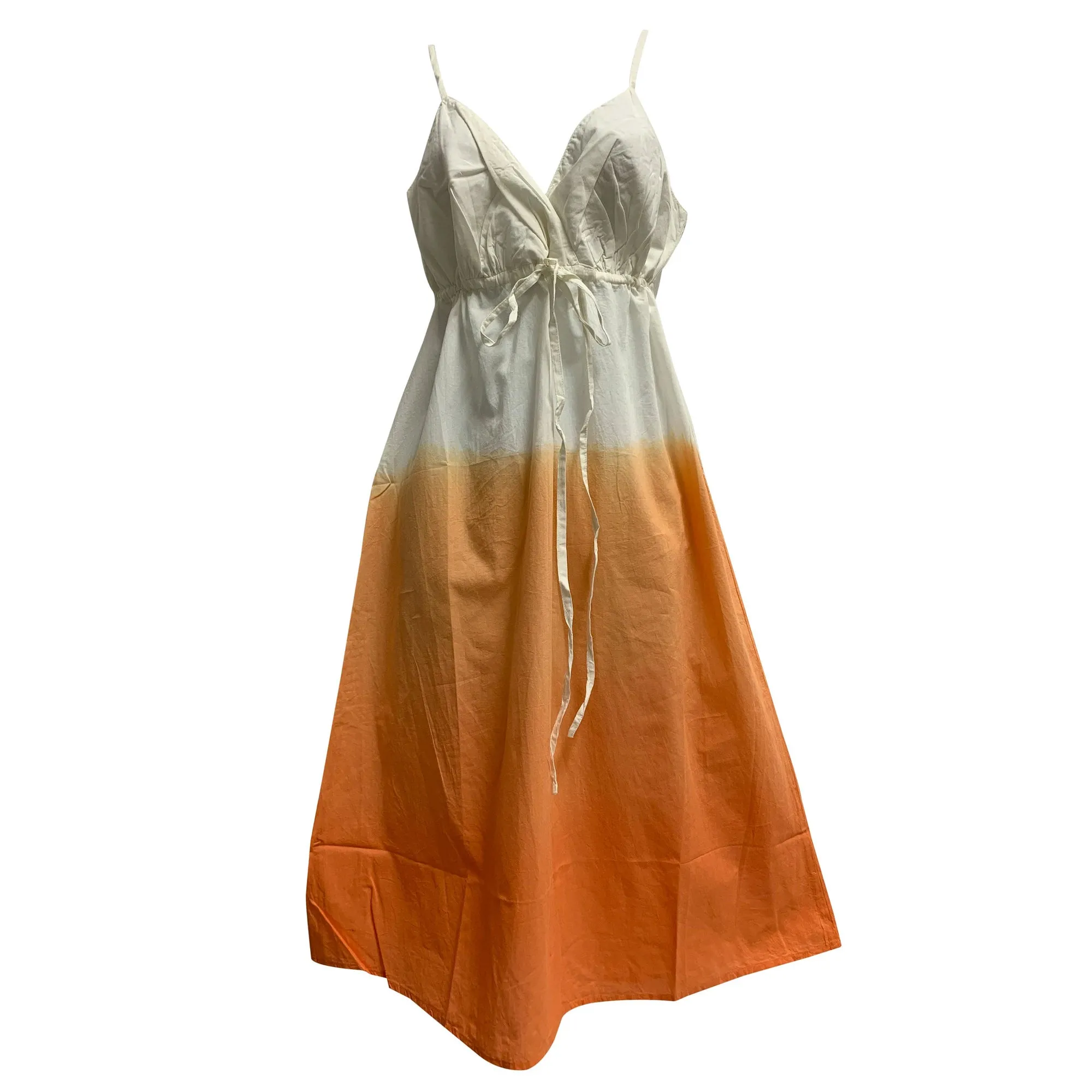 Cotton Spaghetti Strap White Ombre Tie Dye Summer Sundress