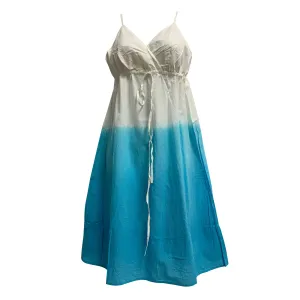 Cotton Spaghetti Strap White Ombre Tie Dye Summer Sundress