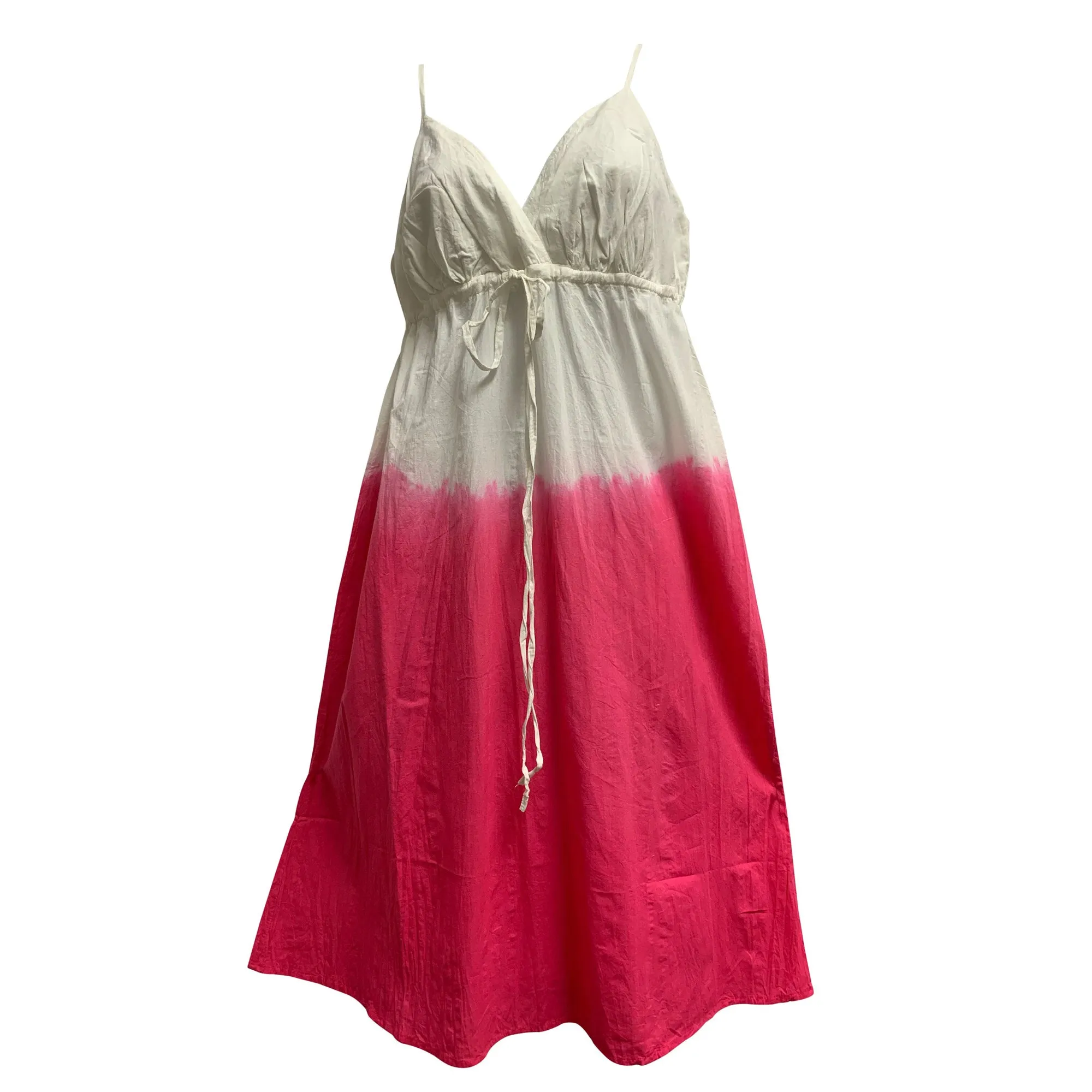 Cotton Spaghetti Strap White Ombre Tie Dye Summer Sundress