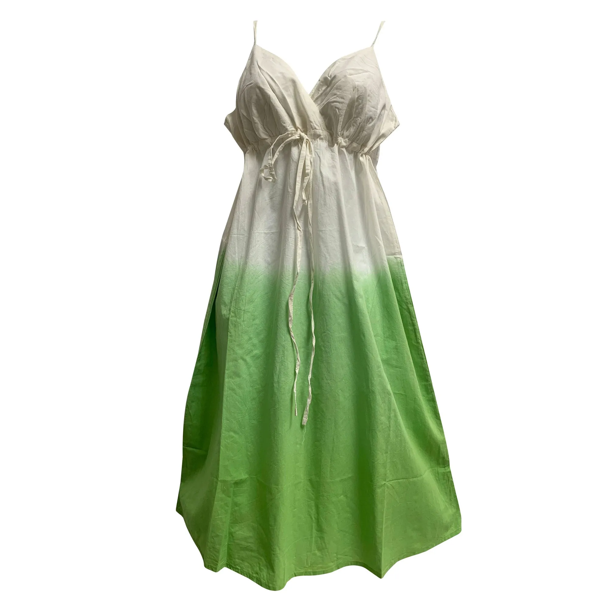 Cotton Spaghetti Strap White Ombre Tie Dye Summer Sundress