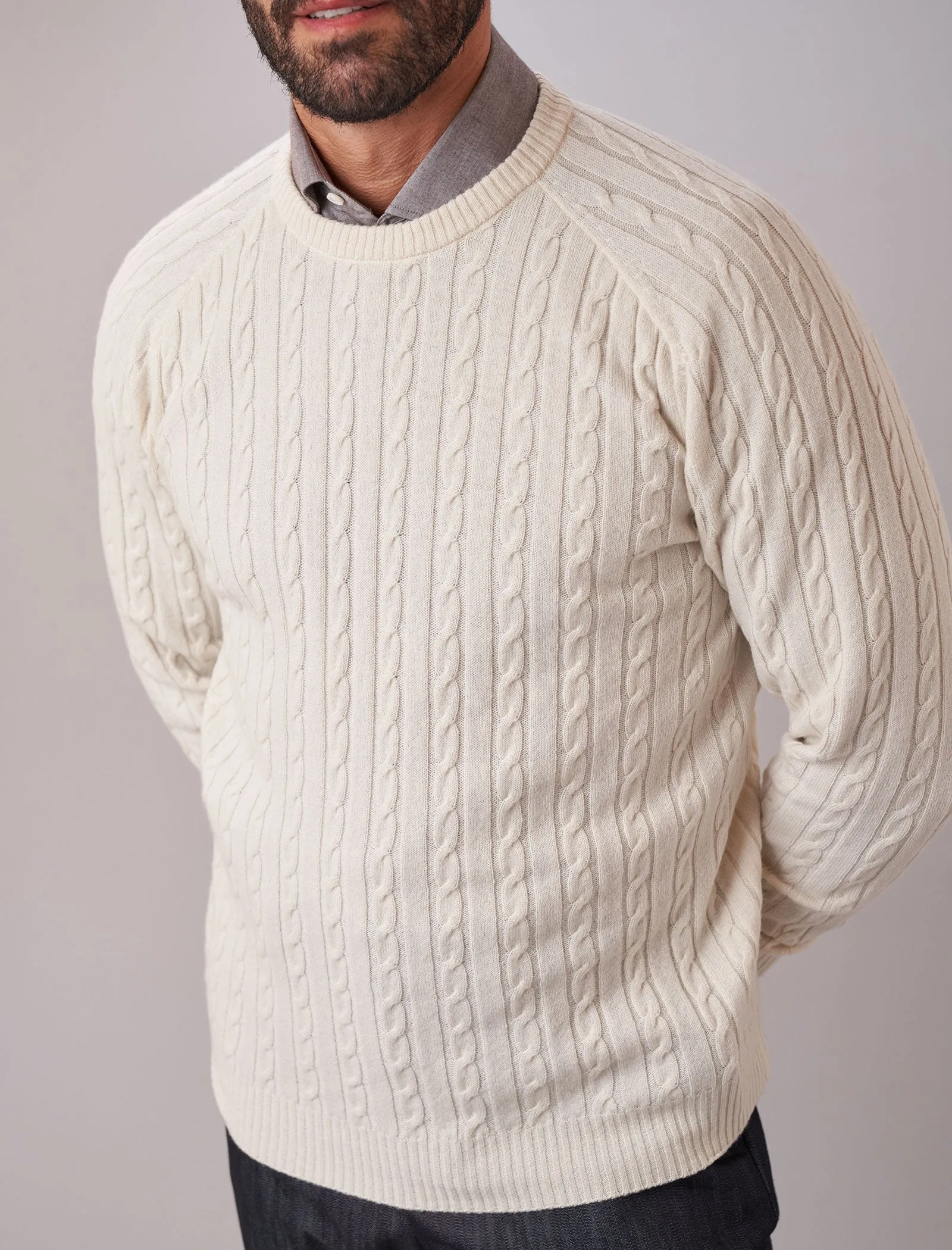 Cream Cable Knit Cashmere Jumper