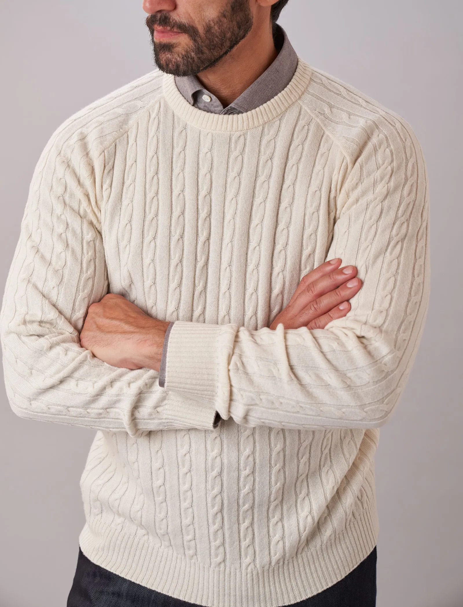 Cream Cable Knit Cashmere Jumper