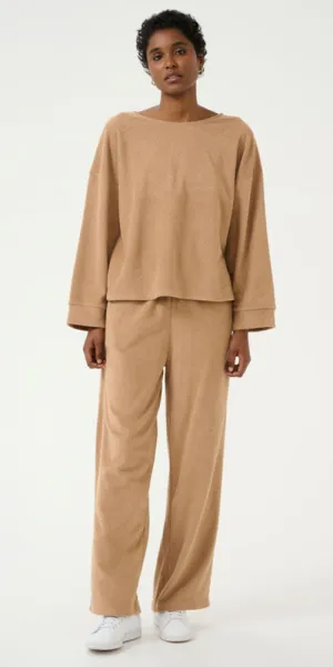 Cream Terry Fleece Pants