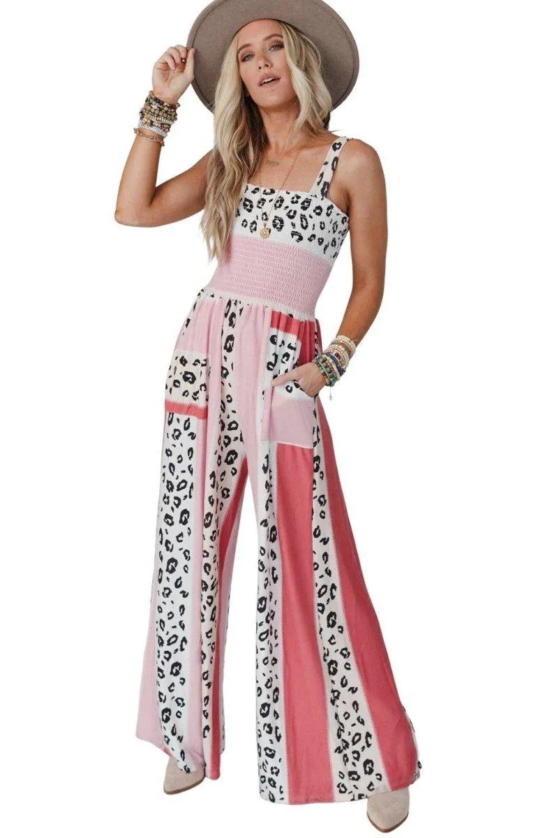 Dazzle Leopard Color Block Jumpsuit