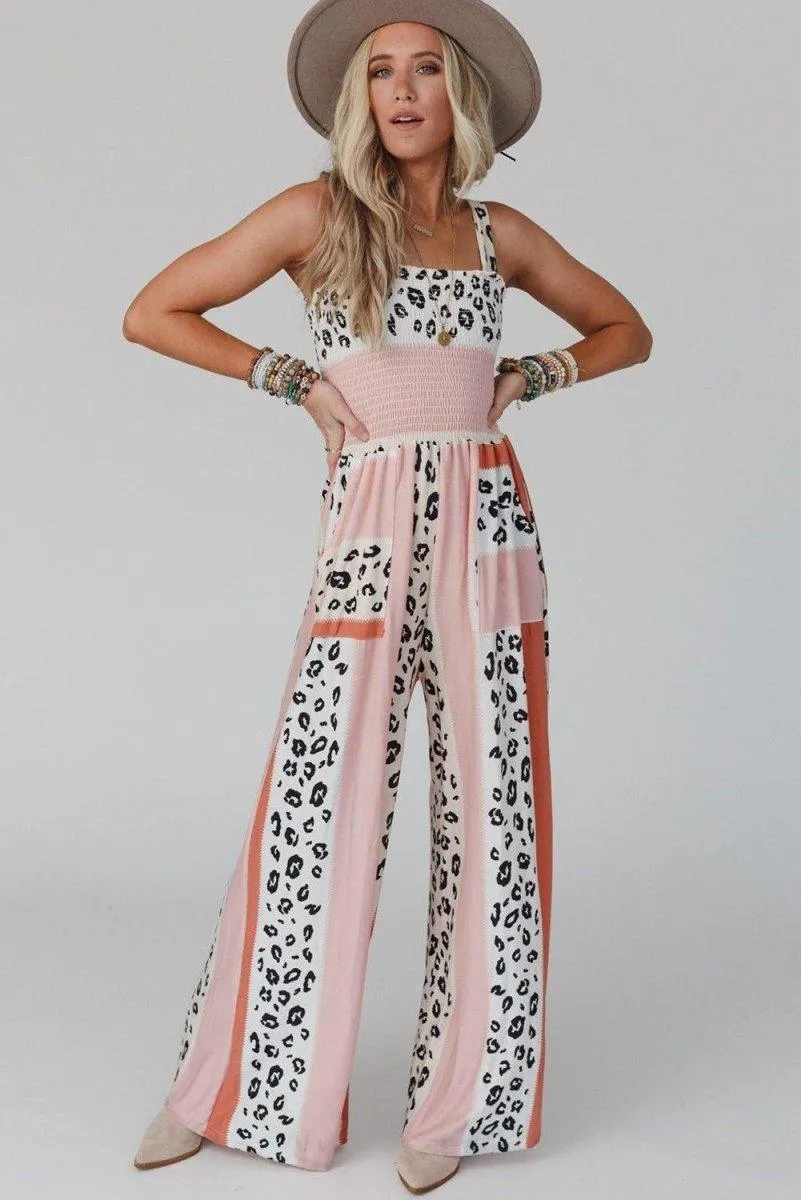 Dazzle Leopard Color Block Jumpsuit