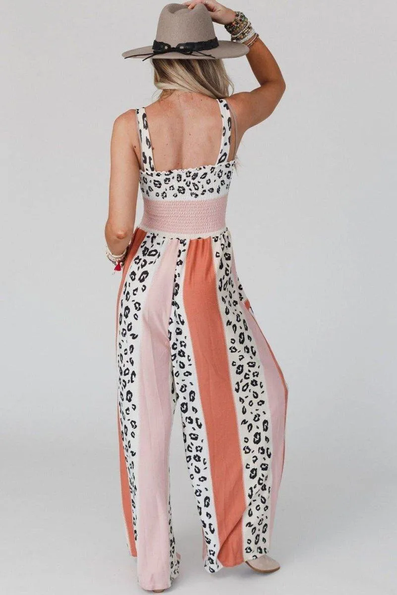 Dazzle Leopard Color Block Jumpsuit