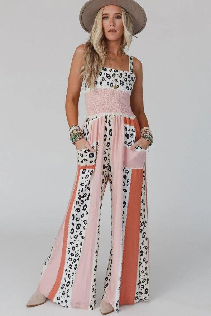 Dazzle Leopard Color Block Jumpsuit