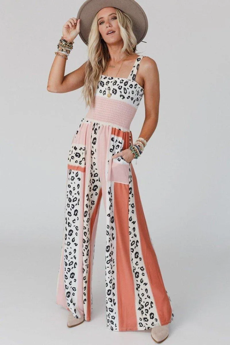 Dazzle Leopard Color Block Jumpsuit