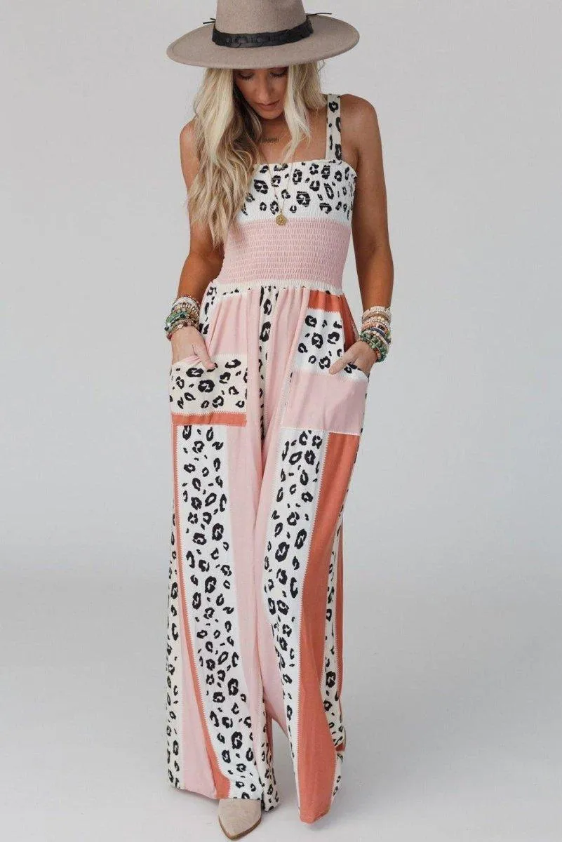 Dazzle Leopard Color Block Jumpsuit