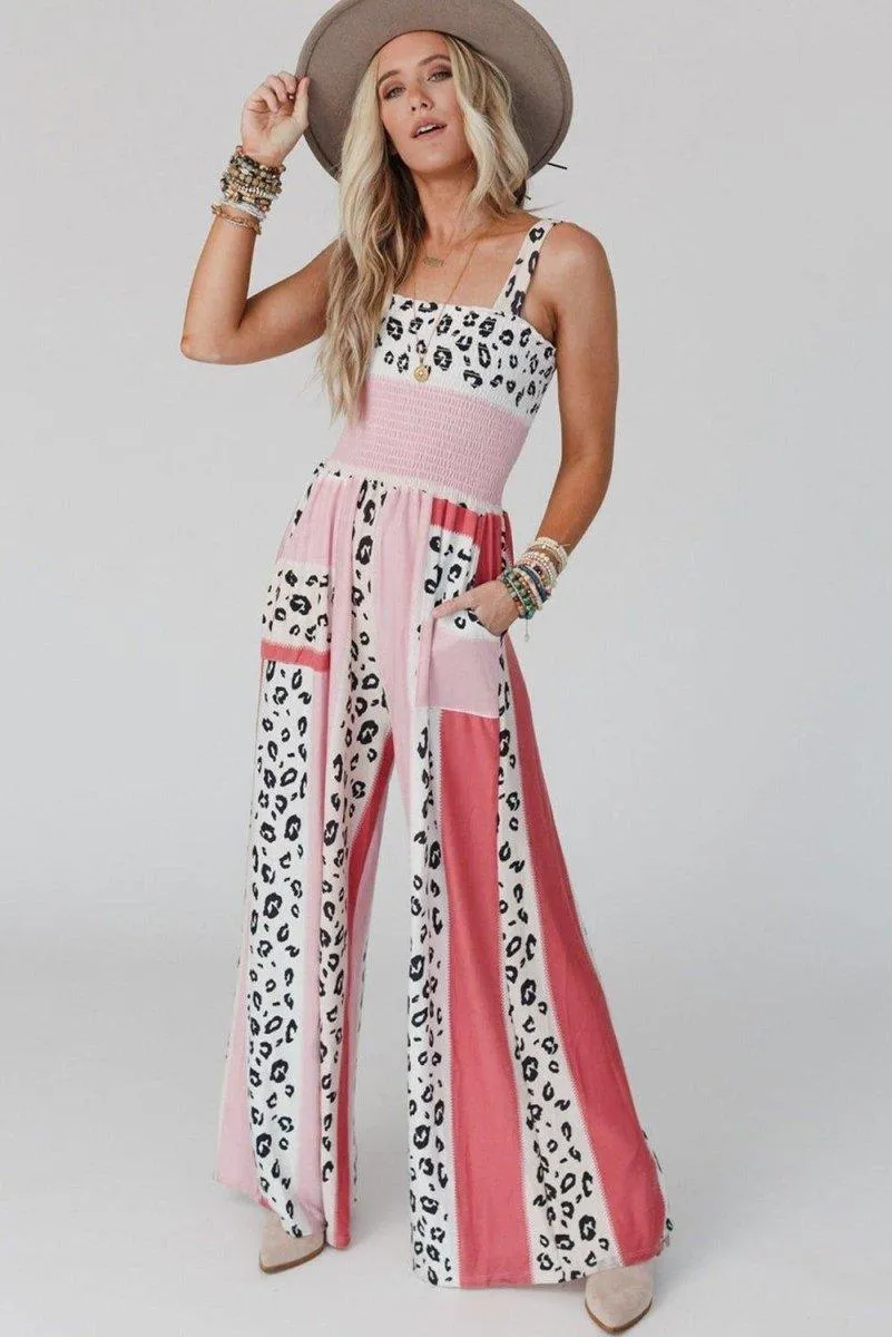 Dazzle Leopard Color Block Jumpsuit