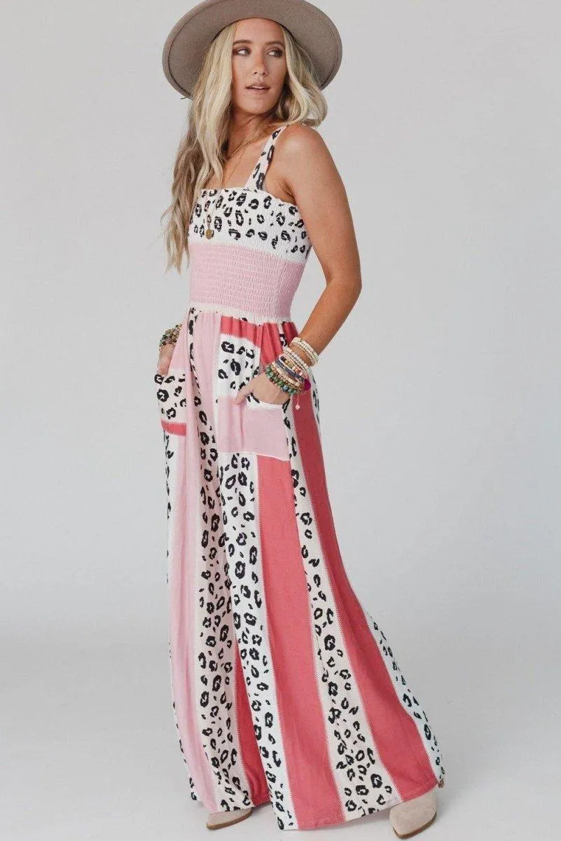 Dazzle Leopard Color Block Jumpsuit