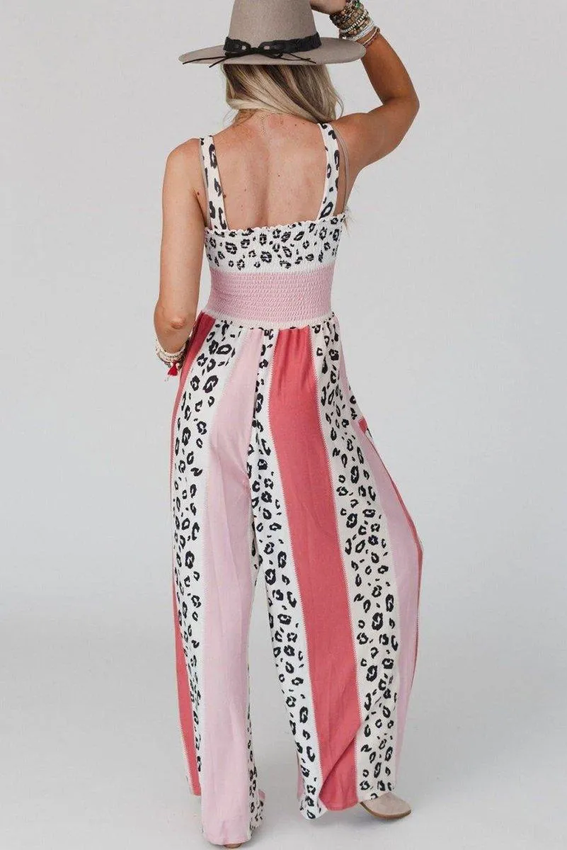 Dazzle Leopard Color Block Jumpsuit
