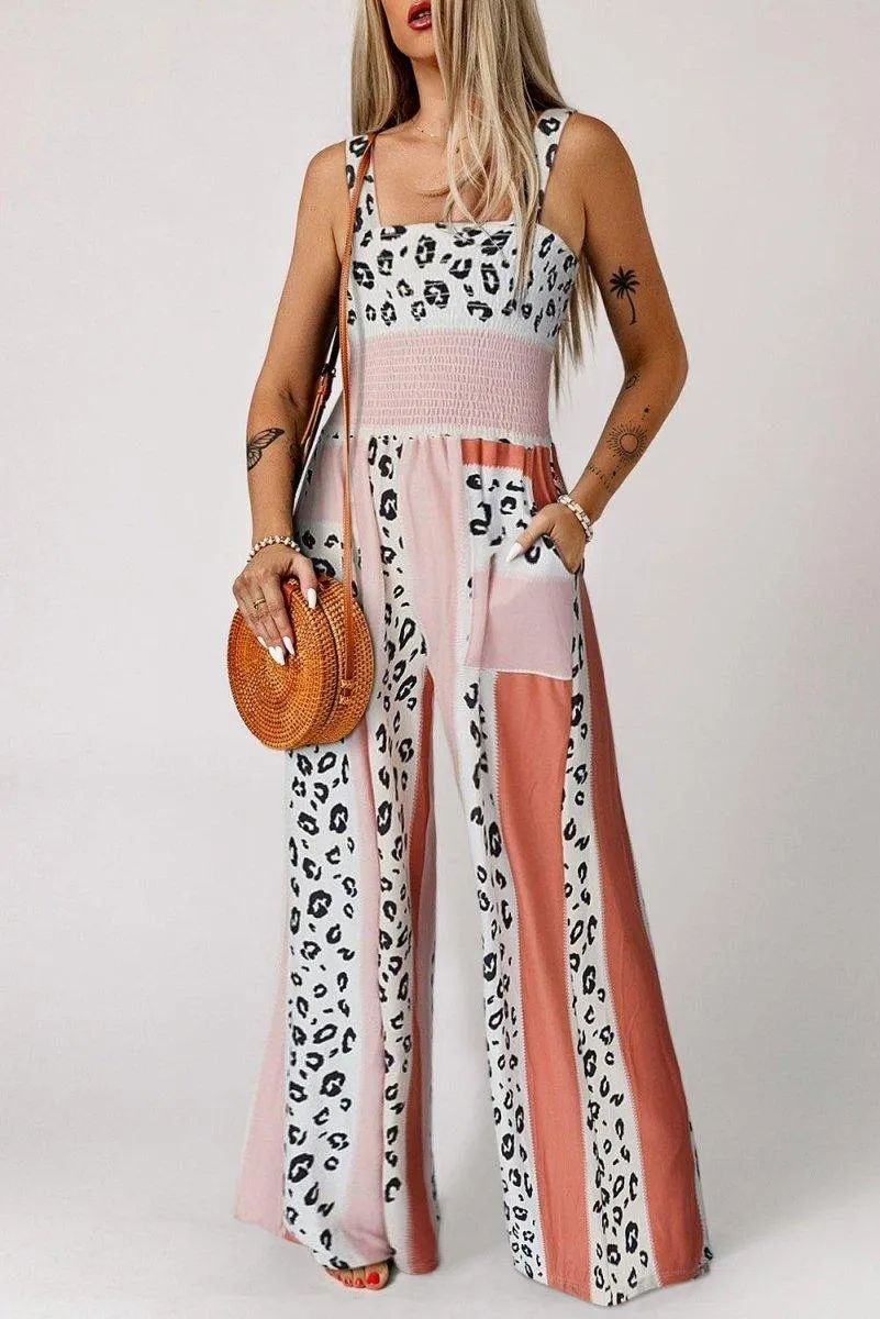 Dazzle Leopard Color Block Jumpsuit