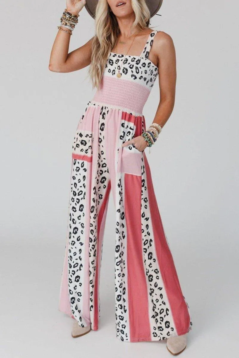 Dazzle Leopard Color Block Jumpsuit