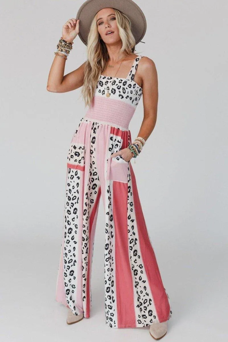 Dazzle Leopard Color Block Jumpsuit