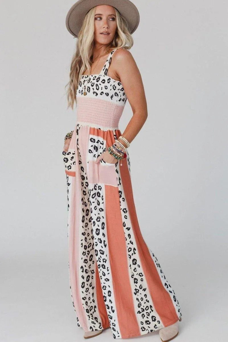 Dazzle Leopard Color Block Jumpsuit