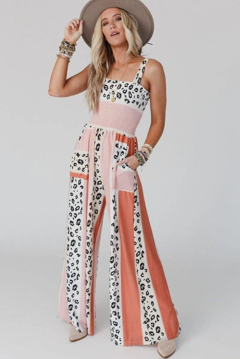 Dazzle Leopard Color Block Jumpsuit