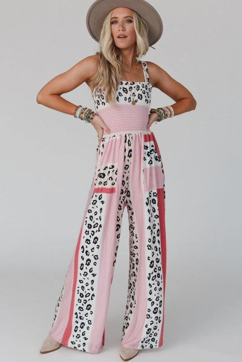 Dazzle Leopard Color Block Jumpsuit