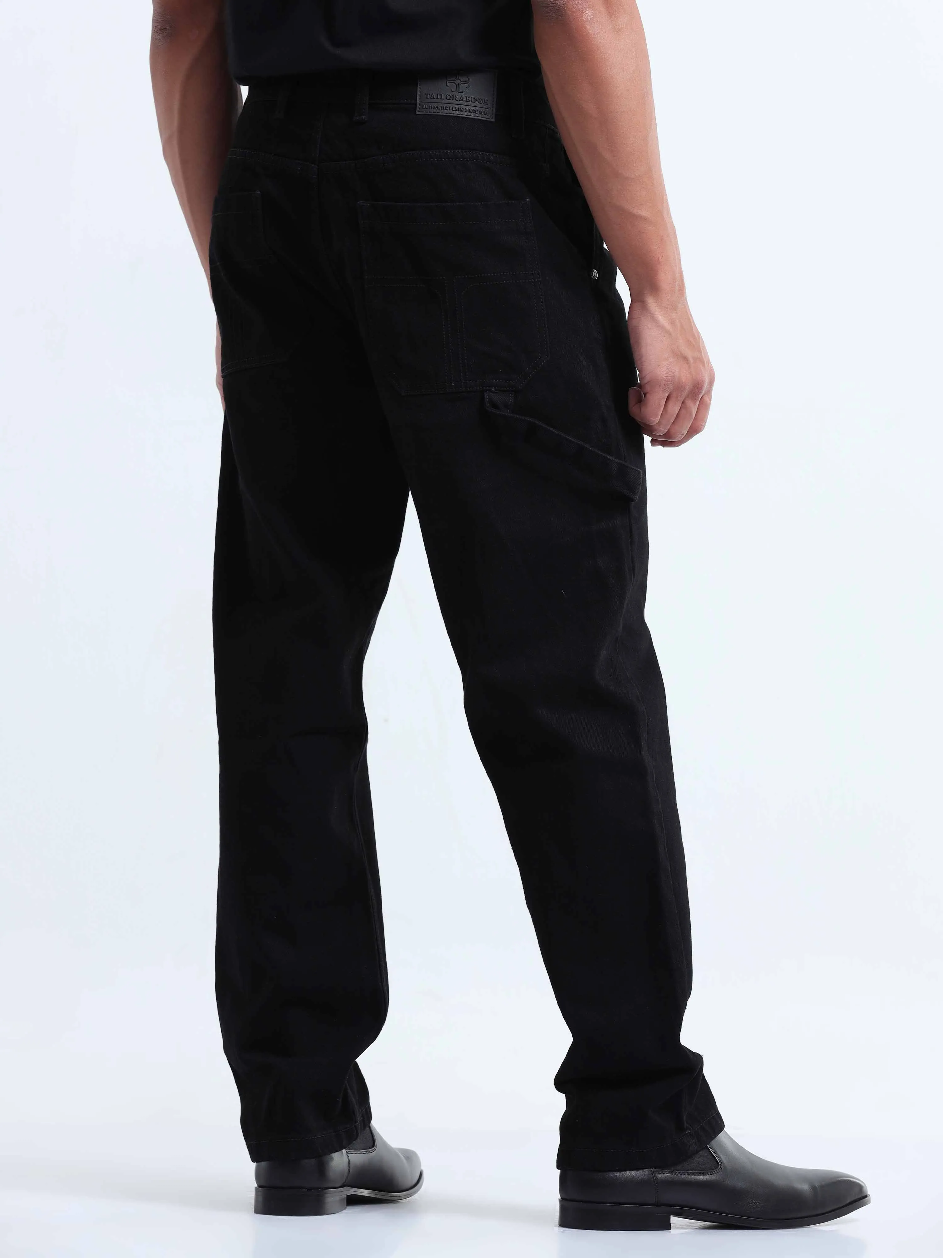 Duca Relaxed Pleated Black Denim